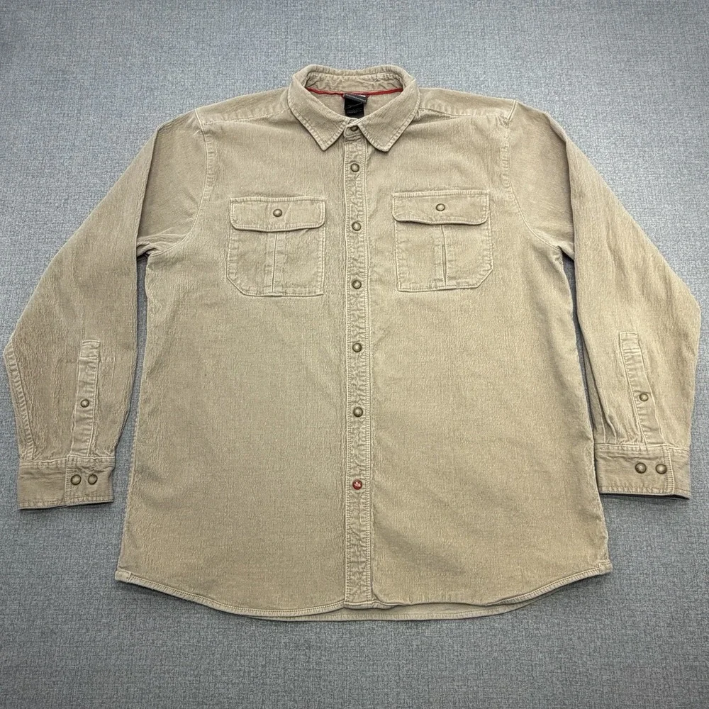 The North Face Corduroy Snap Button Shirt Men's XL Beige Tan Utility Outdoor